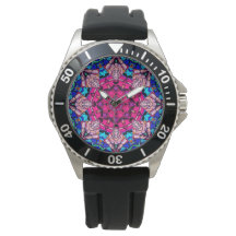 Mosaico rosa Mandala Floral Psicodélico Retro