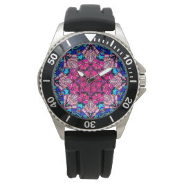 Reloj De Pulsera Mosaico rosa Mandala Floral Psicodélico Retro