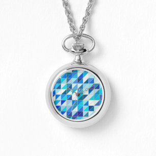 Reloj De Pulsera Mosaico - sombras de azul y de blanco
