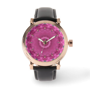 RELOJ DE PULSERA MOSAICOS DE FUCHSIA DE COLOR ROSA ABSTRACTA Y PIED