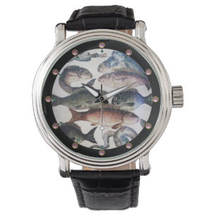 RELOJ DE PULSERA MOSAICOS ROMANOS ANTIGUOS, PESCADOS, ESCENA DE VID