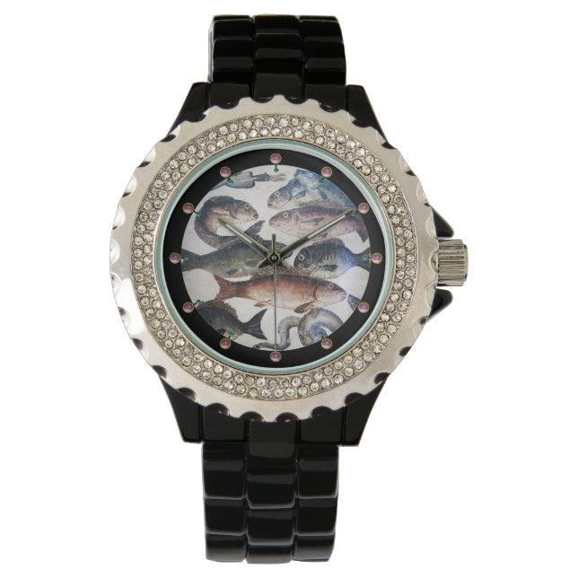 RELOJ DE PULSERA MOSAICOS ROMANOS ANTIGUOS, PESCADOS, ESCENA DE VID (Anverso)