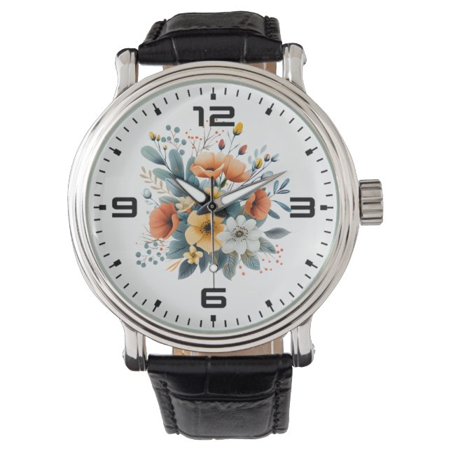 Reloj De Pulsera Mother's Day Boho Flowers Clipart-61983 (Anverso)