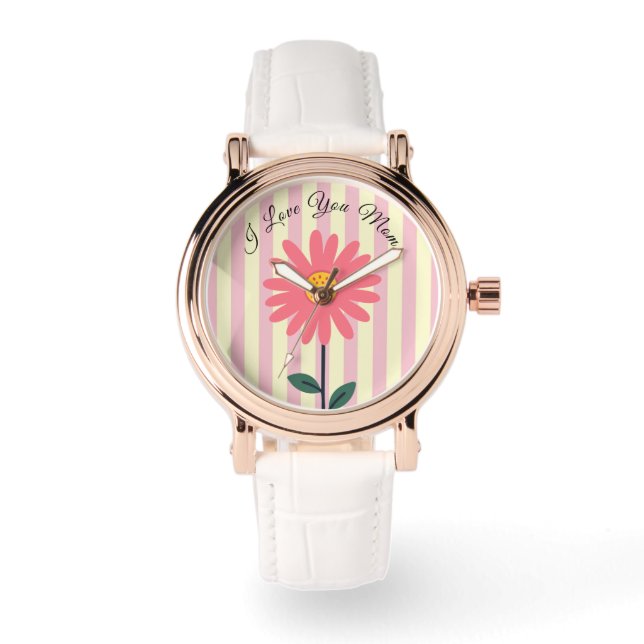 Reloj De Pulsera Mothers Day,I Love You Mom,Best Mom Ever,Modern (Anverso)