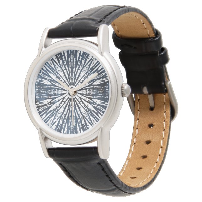 Reloj De Pulsera Motif radial de tinta índigo (Angular)