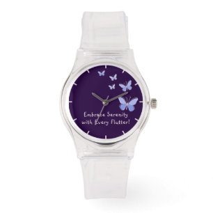 Reloj De Pulsera Motivación de las mariposas azul púrpura