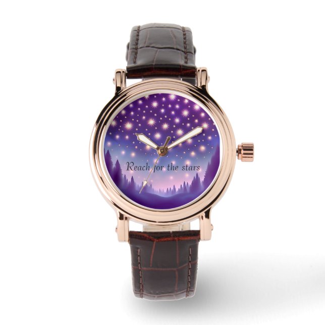 Reloj De Pulsera Motivational Purple Starry Night Sky eWatch (Anverso)