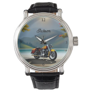 Reloj De Pulsera Motocicleta Estacionado cerca del lago