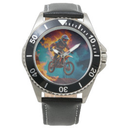 Reloj De Pulsera Motocross Racer y erupción volcánica