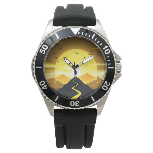 Reloj De Pulsera Mountain Peak Silhouette with a winding. Pedestal (Anverso)
