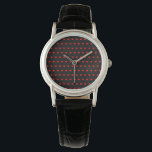 Reloj De Pulsera Muchos Corazones Rojos Sobre Negro<br><div class="desc">El Pequeño Patrón De Punto De Polka Rojo Corazón En Negro</div>
