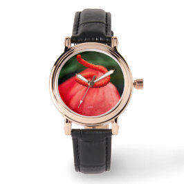 Reloj De Pulsera Muestra fotografía una flor roja