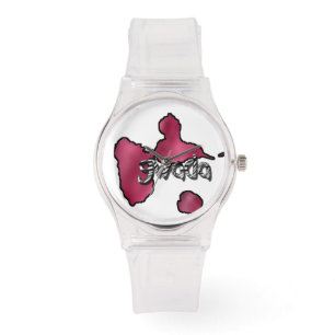 Reloj De Pulsera Muestra mujer rosada con mapa de Guadalupe