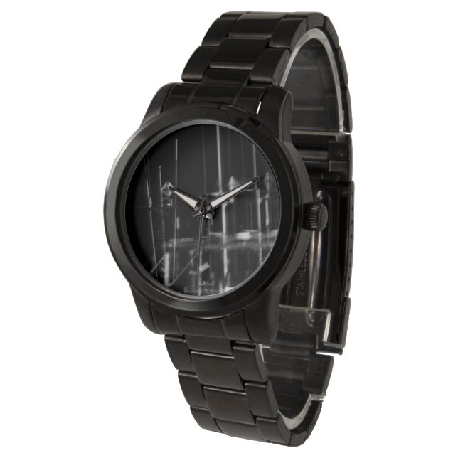 Reloj De Pulsera muestre blanco y negro foto abstracta, barco (Angular)