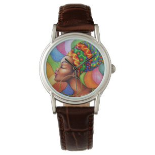Reloj De Pulsera Mujer africana con tejidos tradicionales de cera