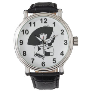 Reloj De Pulsera Mujer Art Deco con guantes y sombrero grande RL