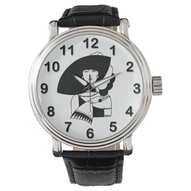 Reloj De Pulsera Mujer Art Déco En Grandes Gorras Gantes RL (Anverso)