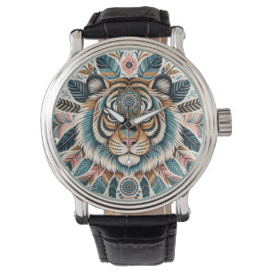 Reloj De Pulsera Mujer boho mandala plumas tigre