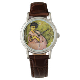 Reloj De Pulsera Mujer en arte rosa (mujer elegante) (retrato femen