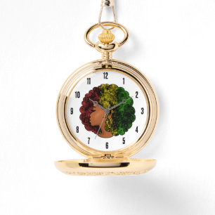 Reloj De Pulsera Mujer negra rasta afro rojo amarillo verde