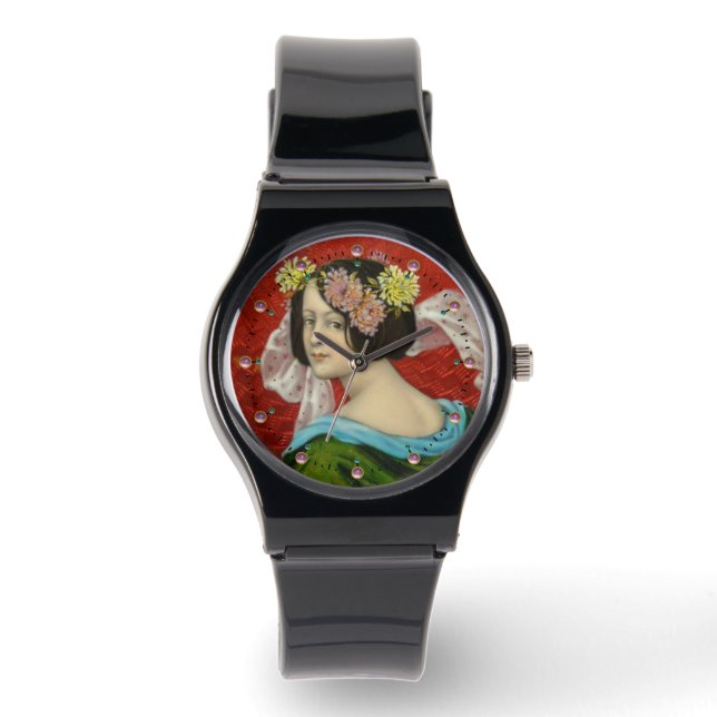 RELOJ DE PULSERA MUJER ROMÁNTICA CON ENAMILLO DE VINTAJE DE FLORES (Anverso)