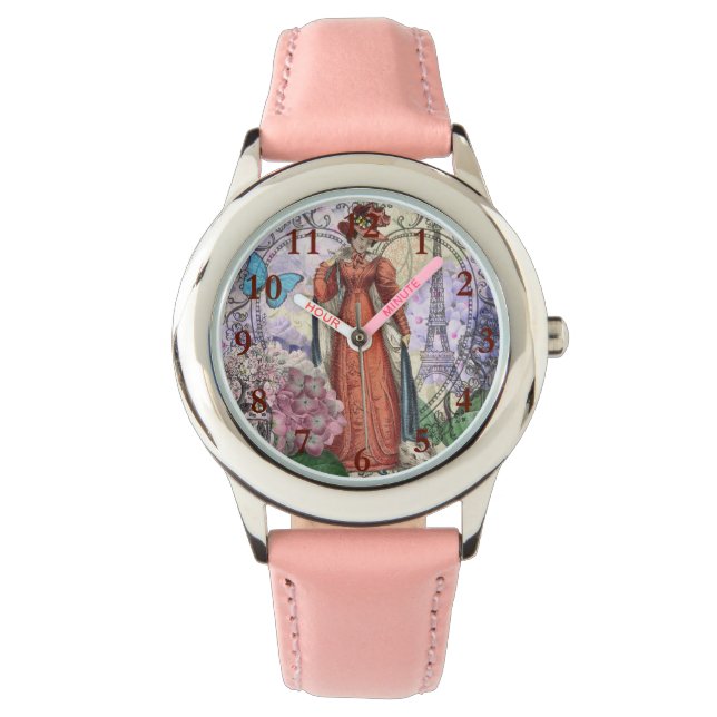 Reloj De Pulsera Mujer victoriana de moda colorida roja (Anverso)
