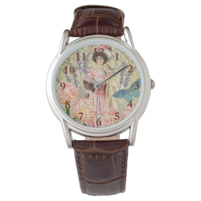 Reloj De Pulsera Mujer Victoriana Floral Rosa Regencia (Anverso)