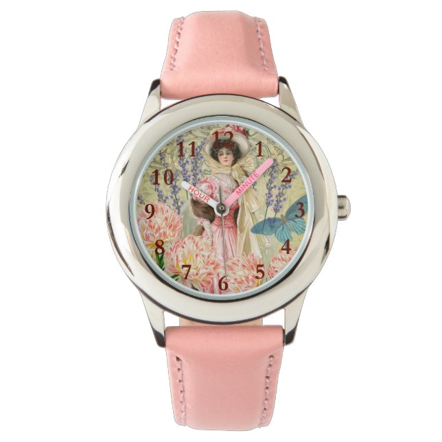 Reloj De Pulsera Mujer Victoriana Floral Rosa Regencia (Anverso)