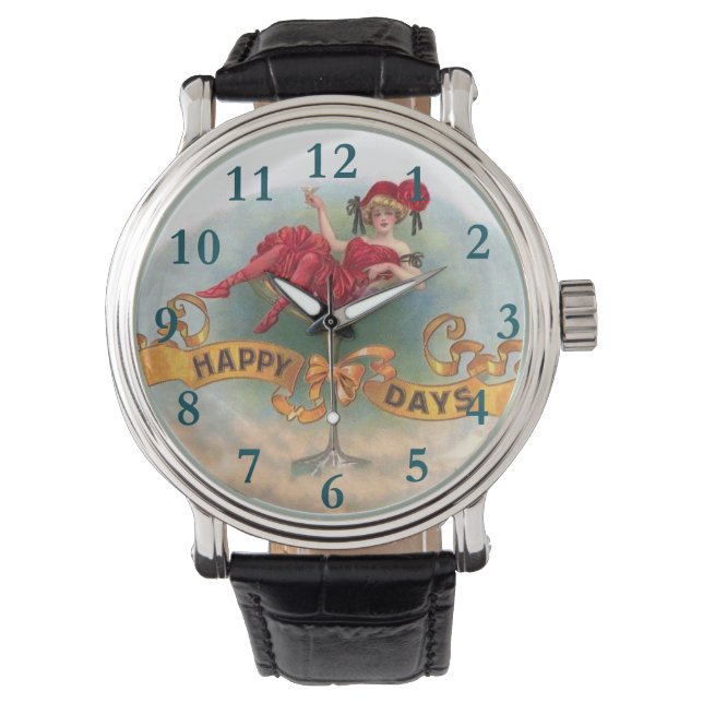 Reloj De Pulsera Mujer victoriana Red Champagne feliz (Anverso)