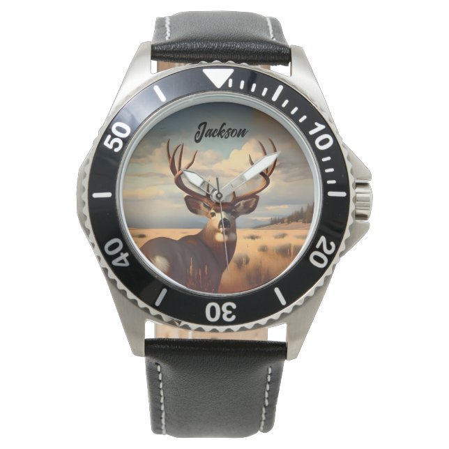 Reloj De Pulsera Mule Deer sobre el cumpleaños de Prairie (Anverso)