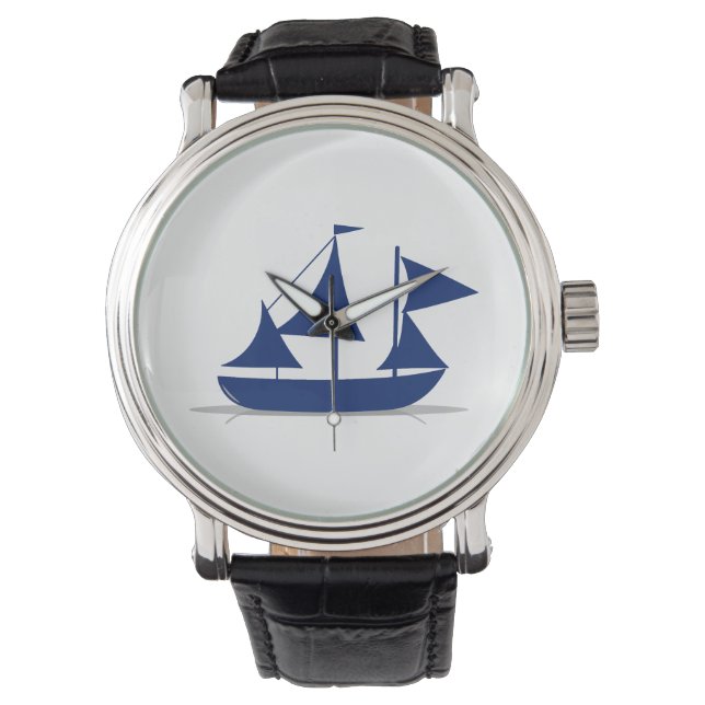 Reloj De Pulsera Multi-Sail Sailboat Marine Nautical (Anverso)