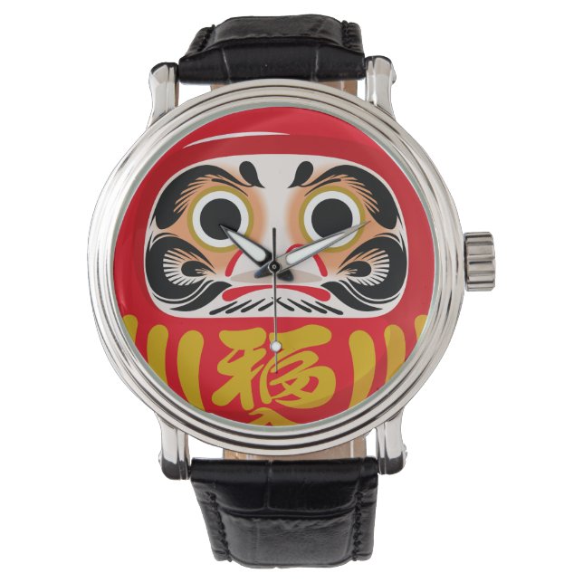 Reloj De Pulsera Muñeca Daruma (amuleto tradicional japonés de buen (Anverso)