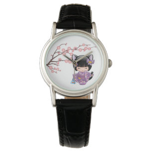 Reloj De Pulsera Muñeca de Neko Kokeshi - chica de geisha de los