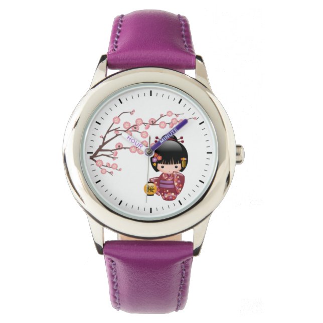 Reloj De Pulsera Muñeca Sakura Kokeshi - Chica japonés Geisha (Anverso)