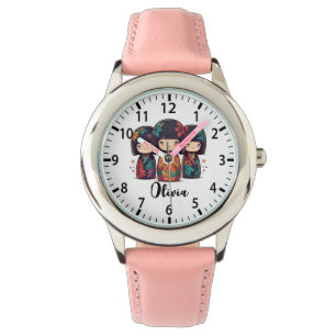Reloj De Pulsera Muñecas Kokeshi Japonesas Lindas