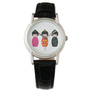 Reloj De Pulsera Muñecas tradicionales del geisha de Kokeshi del