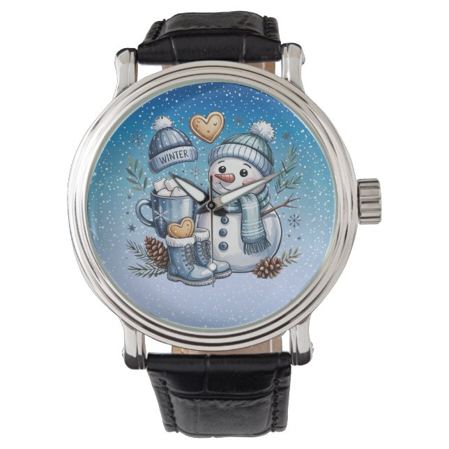 Reloj De Pulsera Muñeco de nieve acogedor de invierno (Anverso)