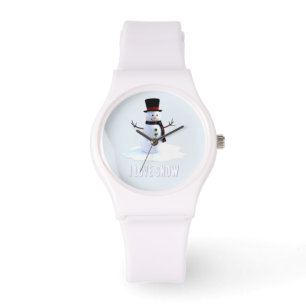 Reloj De Pulsera Muñeco de nieve con sombrero y bufanda. Me encanta