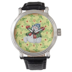 Reloj De Pulsera Muñeco de nieve sonriente ~ Rollos musicales ~ Nav