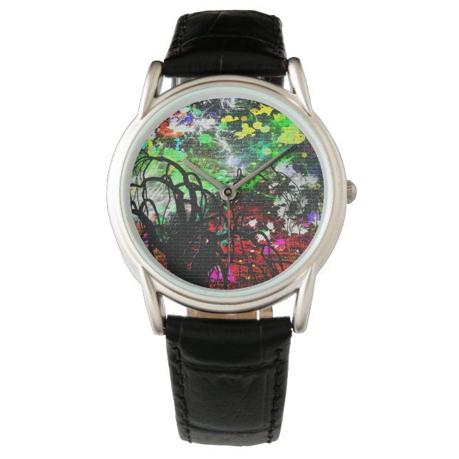 Reloj De Pulsera Muro de ladrillo del graffiti (Anverso)