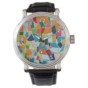 Reloj De Pulsera Muro mosaico con números blancos