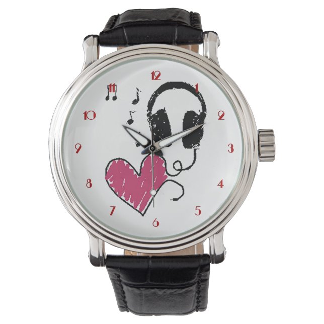 Reloj De Pulsera Music Aovers Heart Auriculares con muñeca Watch (Anverso)