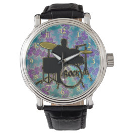 Reloj De Pulsera Music Drummer y Blue Green Fractal Star Watch
