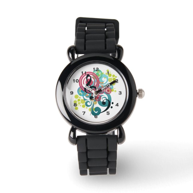 Reloj De Pulsera Music Swirl Purpurina Watch (Anverso)