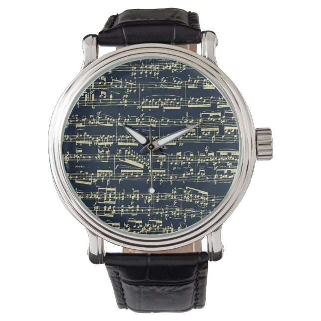 Reloj De Pulsera Música de papel de Beethoven amarillo brillante en (Anverso)