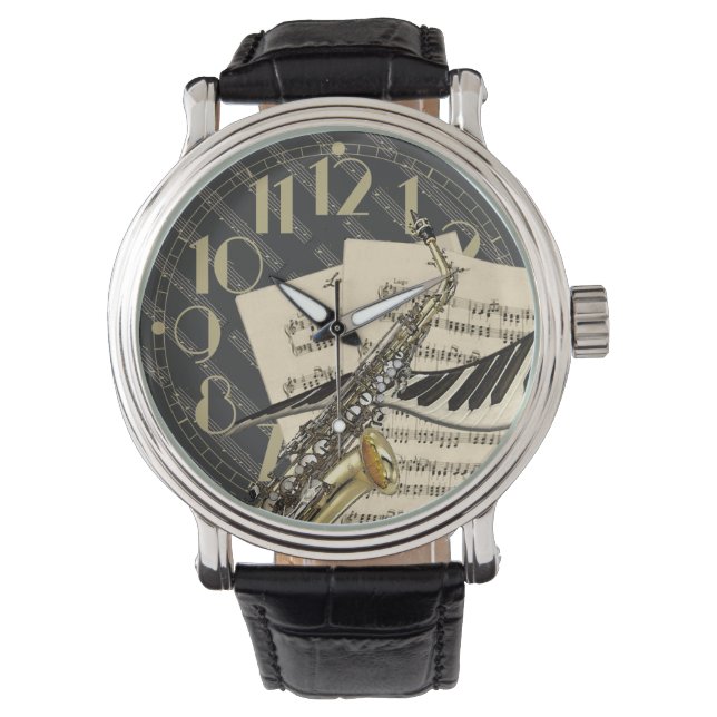 Reloj De Pulsera Música de saxofón y piano (Anverso)