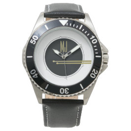 Reloj De Pulsera Música en Blanco y Negro Monograma de Tambores Mod