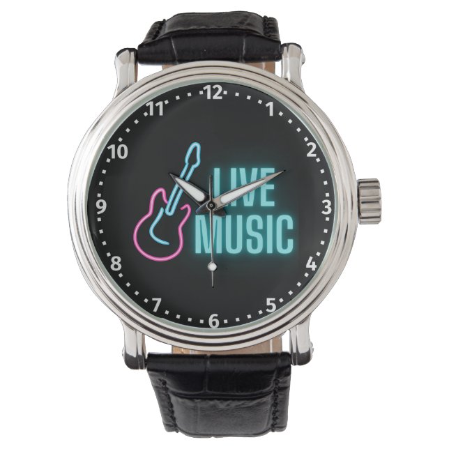 Reloj De Pulsera Música en vivo Neon Guitar (Anverso)