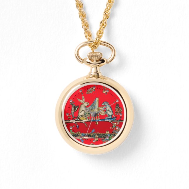 Reloj De Pulsera MÚSICA MEDIEVAL BESTIARIA DE HECHO, conejo, agua r (Anverso)
