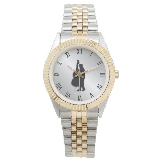 Reloj De Pulsera Músico de Bass Player Black Roman Numerals (Anverso)